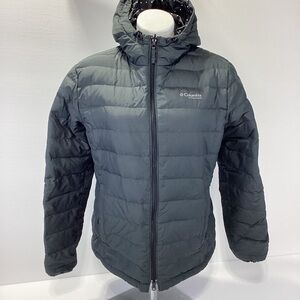 Columbia Down Puffer Reversable Coat Gray and Polka Dot Women’s Size L